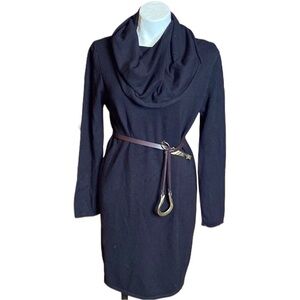 H HALSTON versatile Black Dress Cowl Neck Hood or Shoulder options sz M